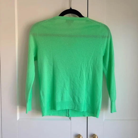 J. Crew Italian Cashmere Lime/Neon Green Button Cardigan | S - Picture 2 of 4